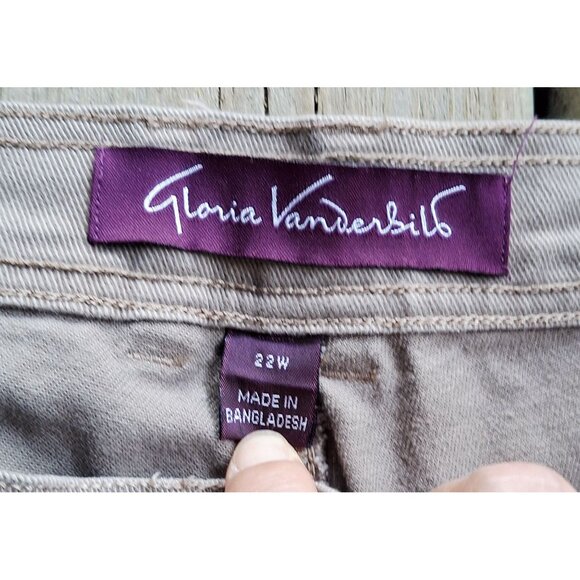 Gloria Vanderbilt Amanda Plus Size 22W Short Khaki Beige Pants 97% Cotton 3% Spa - Picture 4 of 9